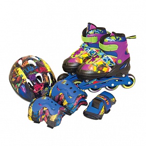 Комплект роликовых коньков и защиты из серии «Черепашки-ниндзя», размер 34-37 (Gulliver, 16TMNTISS2)